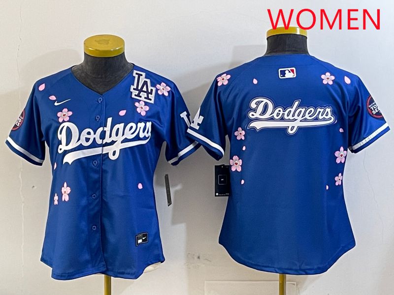 Women Los Angeles Dodgers Blank Blue Sakura Edition 2025 Nike MLB Jersey style 17